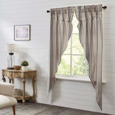 Grain Sack Charcoal Prairie Long Panel Set of 2 84x36x18 VHC Brands - The Fox Decor